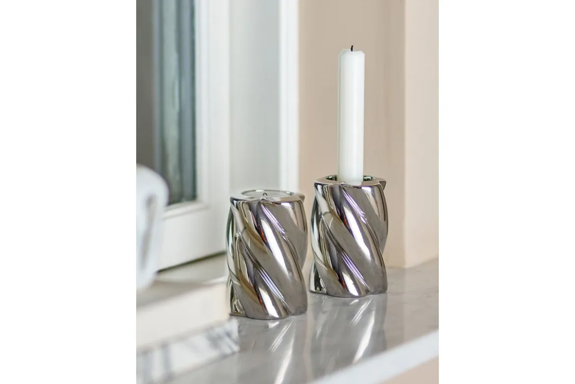 Kerzenhalter Silvertwin – aus Steingut