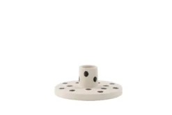Kerzenhalter Spotty - Ø12 cm aus Steinzeug in Weiß/Schwarz