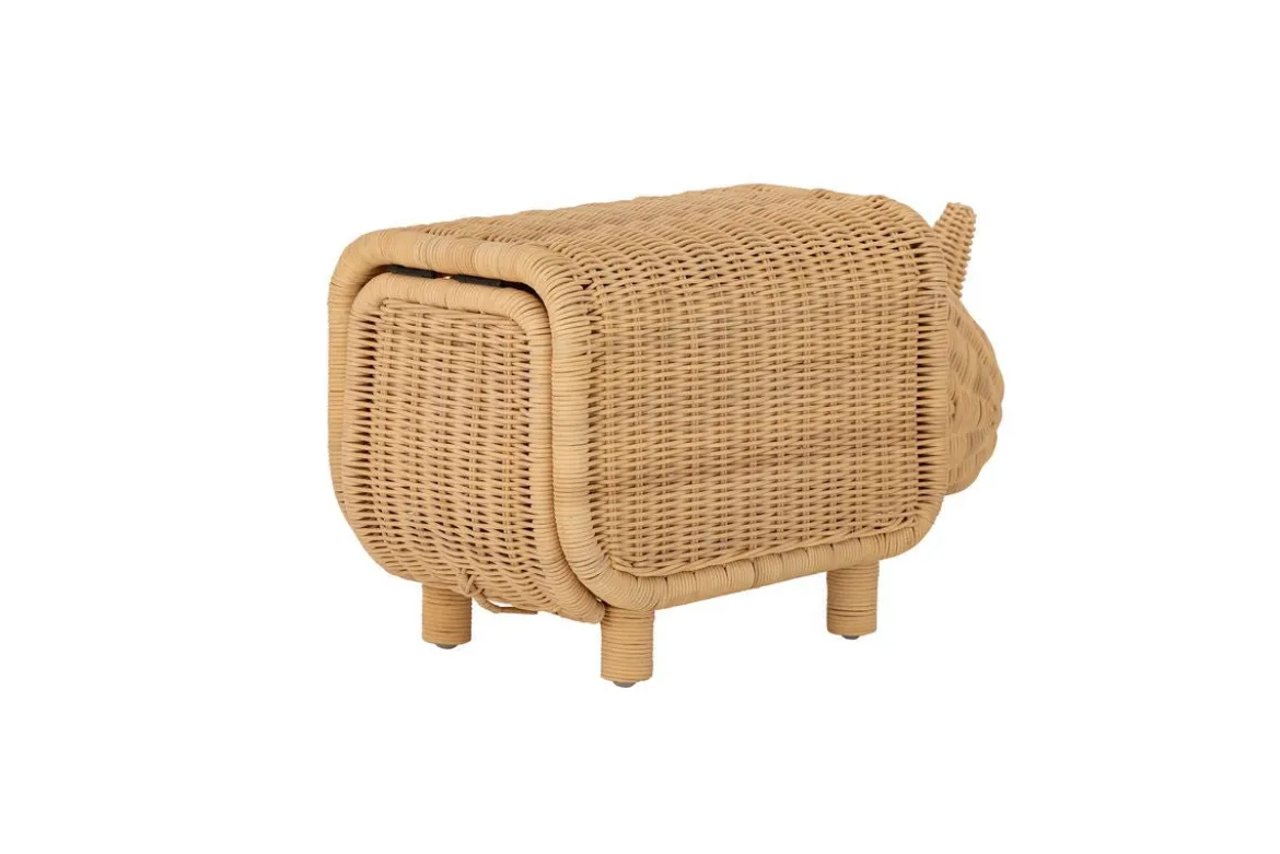 Kinder Aufbewahrungshocker Dani - handgefertigtes Nashorn aus Rattan mit Stauraum