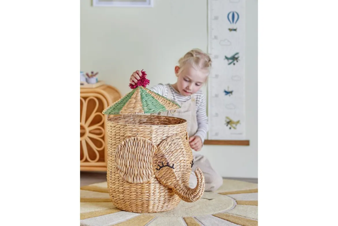 Kinder-Aufbewahrungskorb „Elmo“ mit Deckel – Naturmaterial aus Wasserhyazinthe