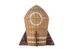 Kinder-Aufbewahrungskorb „Rocket“ mit Deckel – Naturfarbenes Rattan