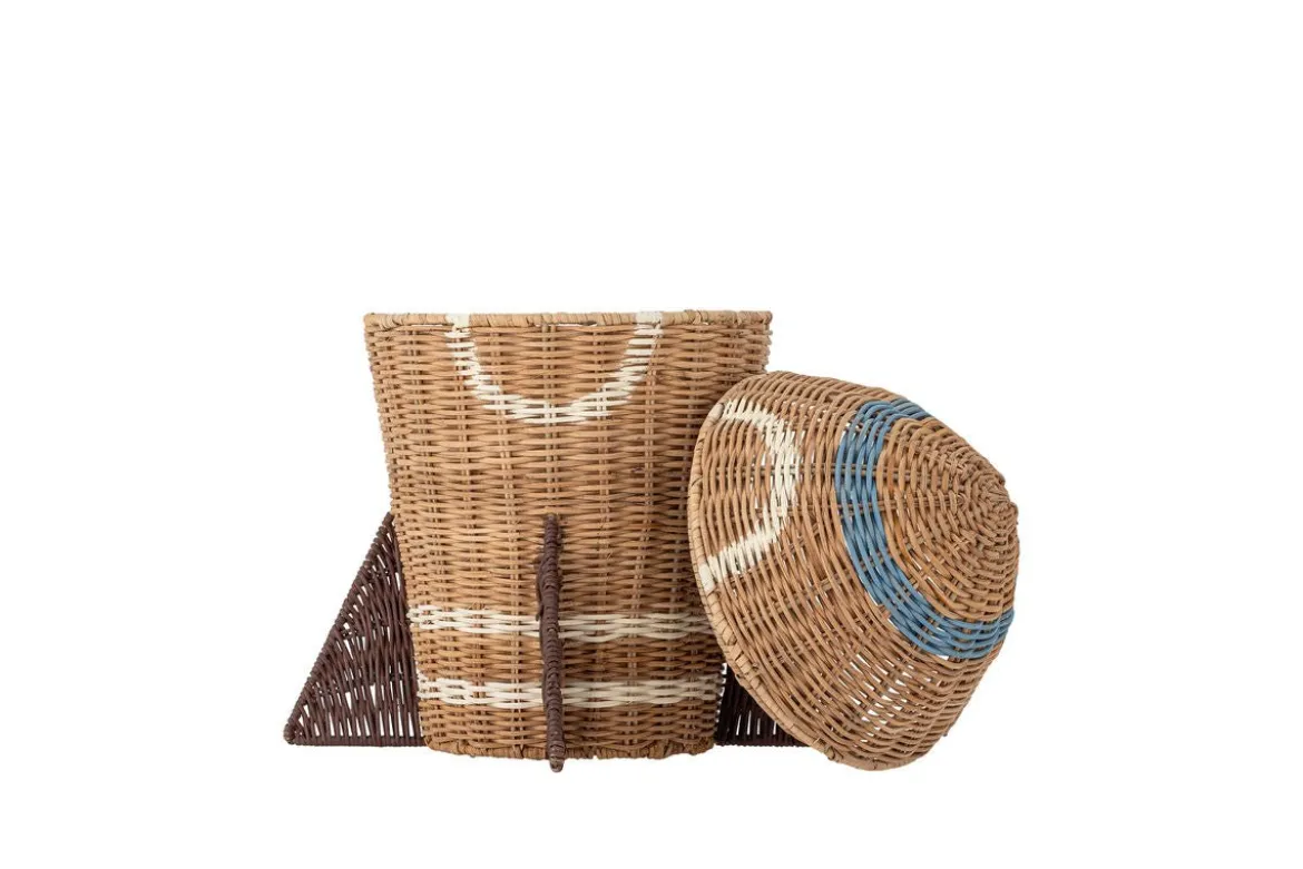 Kinder-Aufbewahrungskorb „Rocket“ mit Deckel – Naturfarbenes Rattan