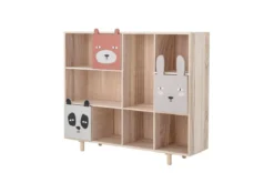 Kinder Bücherregal Alia - Holzregal mit Schubladen & Tiermotiven für Bücher & Spielzeug