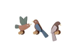 Kinder-Garderobe Avi - Vogelhaken aus Holz 3er-Set