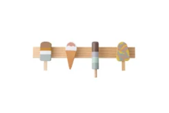 Kinder Garderobe Vika – in Holzoptik mit Eistüten-Motiv