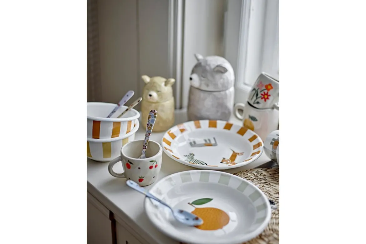 Kinder Geschirr-Set Jessi – 3-teilig in Orange mit Tieren und Streifen