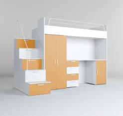 Kinderhochbett Dream Matt – mit Schreibtisch, viel Stauraum & Matratze