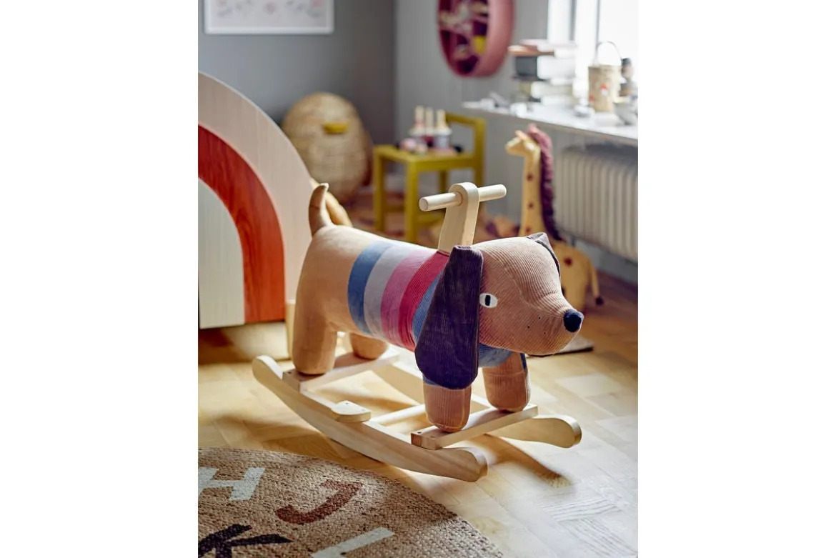Kinder Schaukelpferd Maria - weiches Stoff-Schaukelspielzeug mit Holzgestell