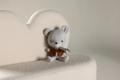 Kindersofa Miela – Herzförmiger 2-Sitzer in Weiß mit Teddybezug