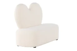 Kindersofa Miela – Herzförmiger 2-Sitzer in Weiß mit Teddybezug