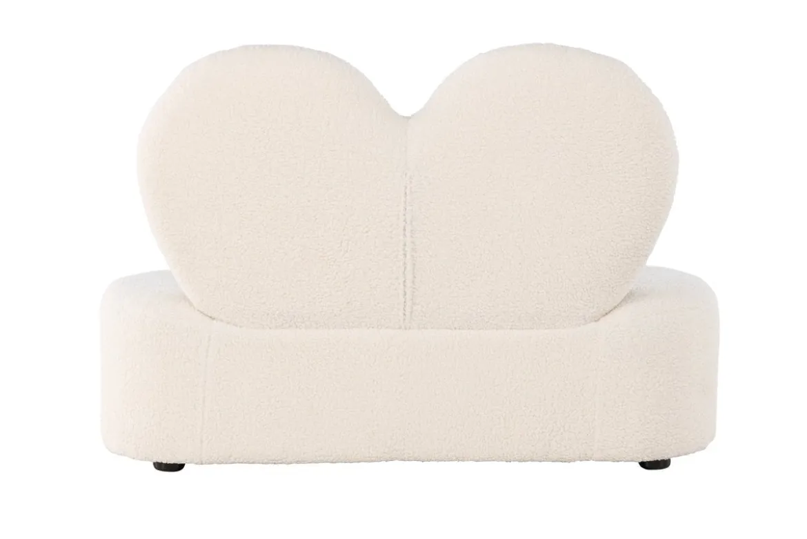 Kindersofa Miela – Herzförmiger 2-Sitzer in Weiß mit Teddybezug