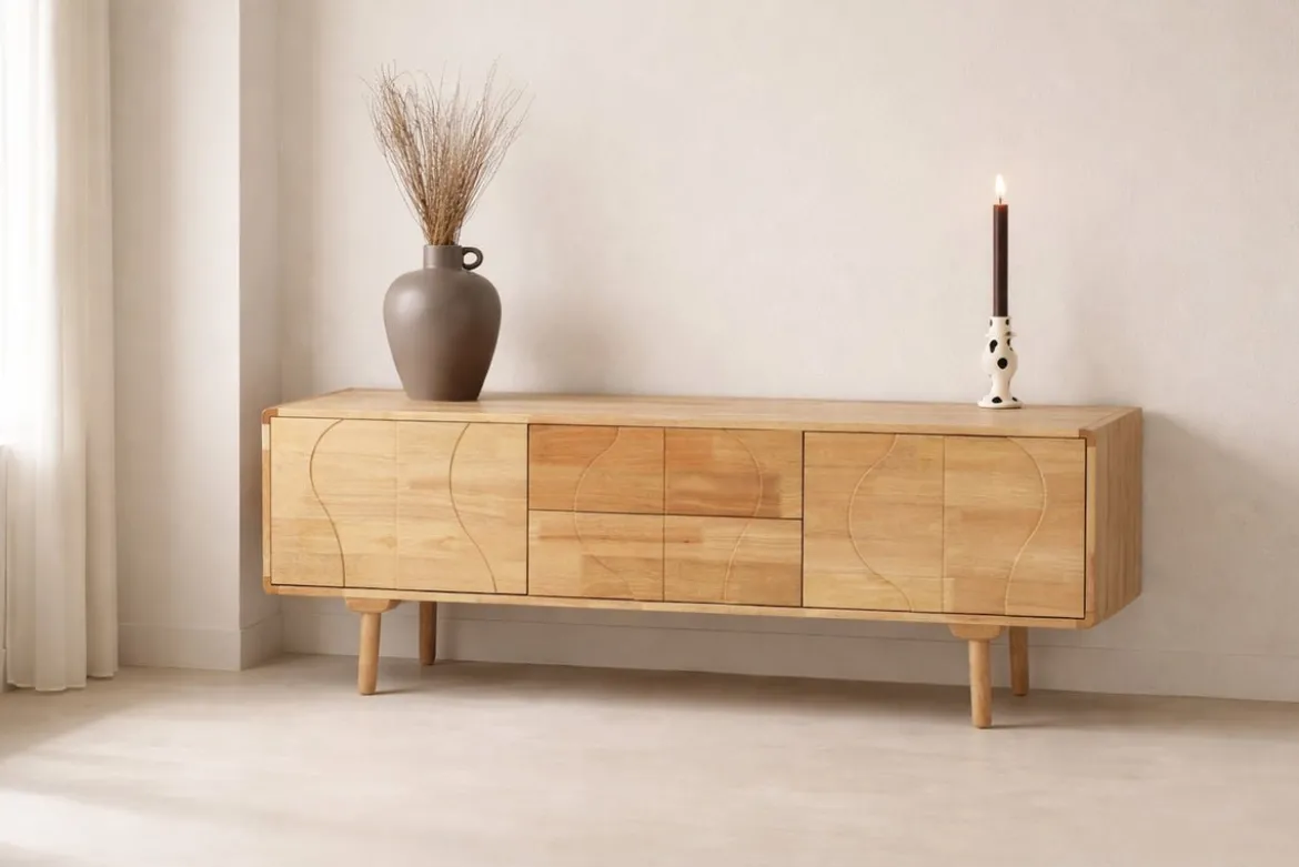 Kommode Feri - 180 cm Sideboard aus Gummibaumholz