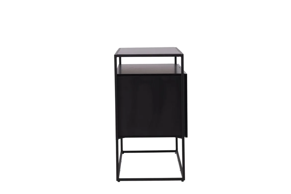 Kommode Merivo – Schwarz, Industrial Chic mit offenem Rahmen
