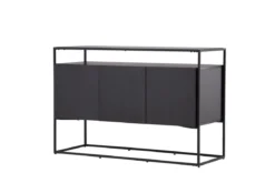 Kommode Merivo – Schwarz, Industrial Chic mit offenem Rahmen