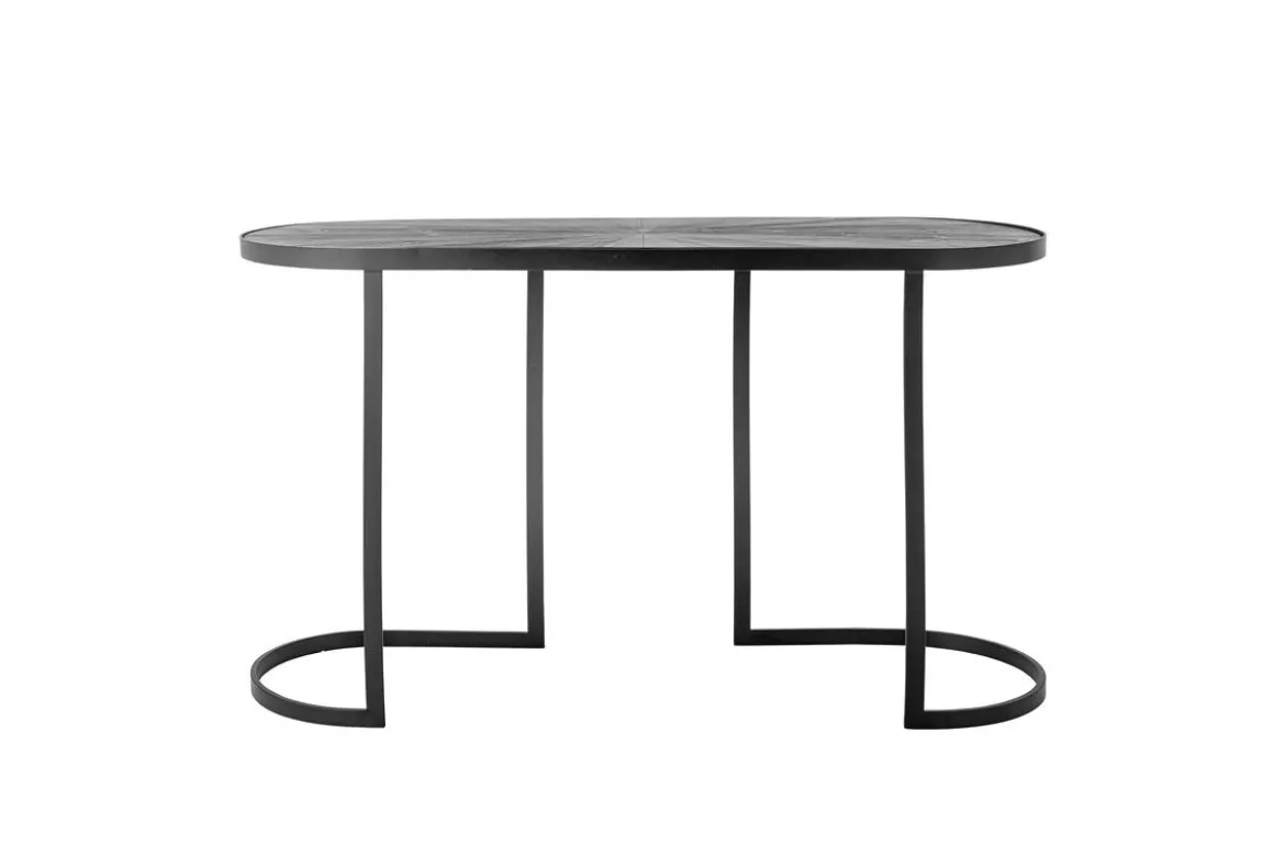 Konsolentisch Elvo – Schwarzes Metall-Design mit ovaler Tischplatte