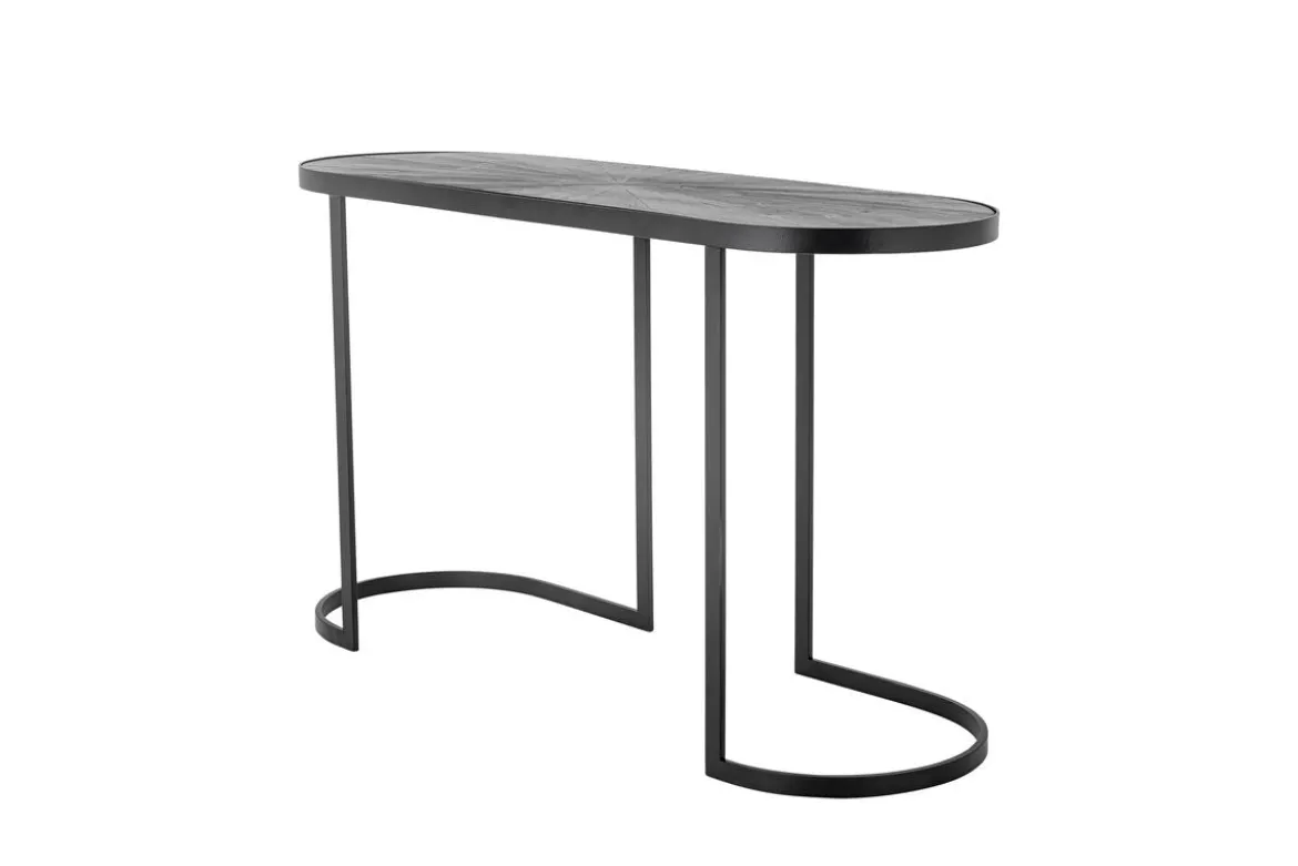 Konsolentisch Elvo – Schwarzes Metall-Design mit ovaler Tischplatte