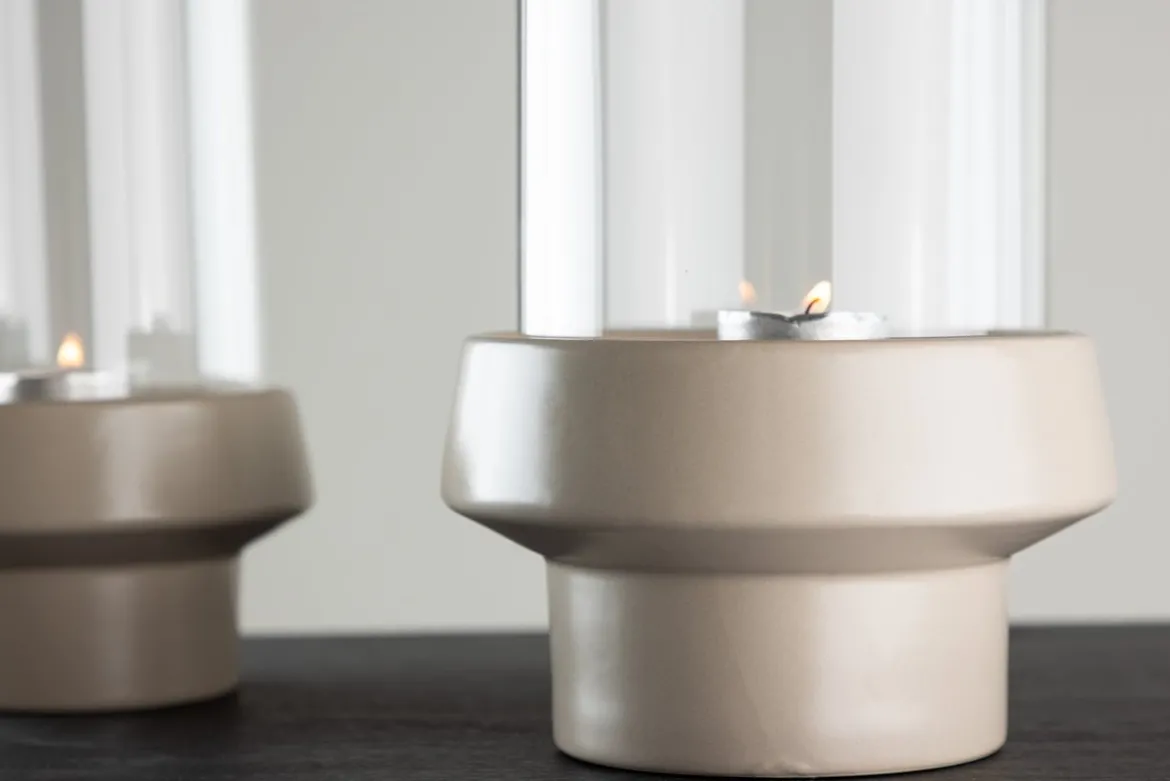 Laterne Flame - Laterne aus Glas und Steinzeug in verschiedenen Farben