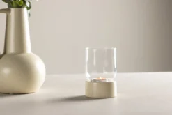 Laterne Grazie - Laterne aus Glas und beigem Steinzeug