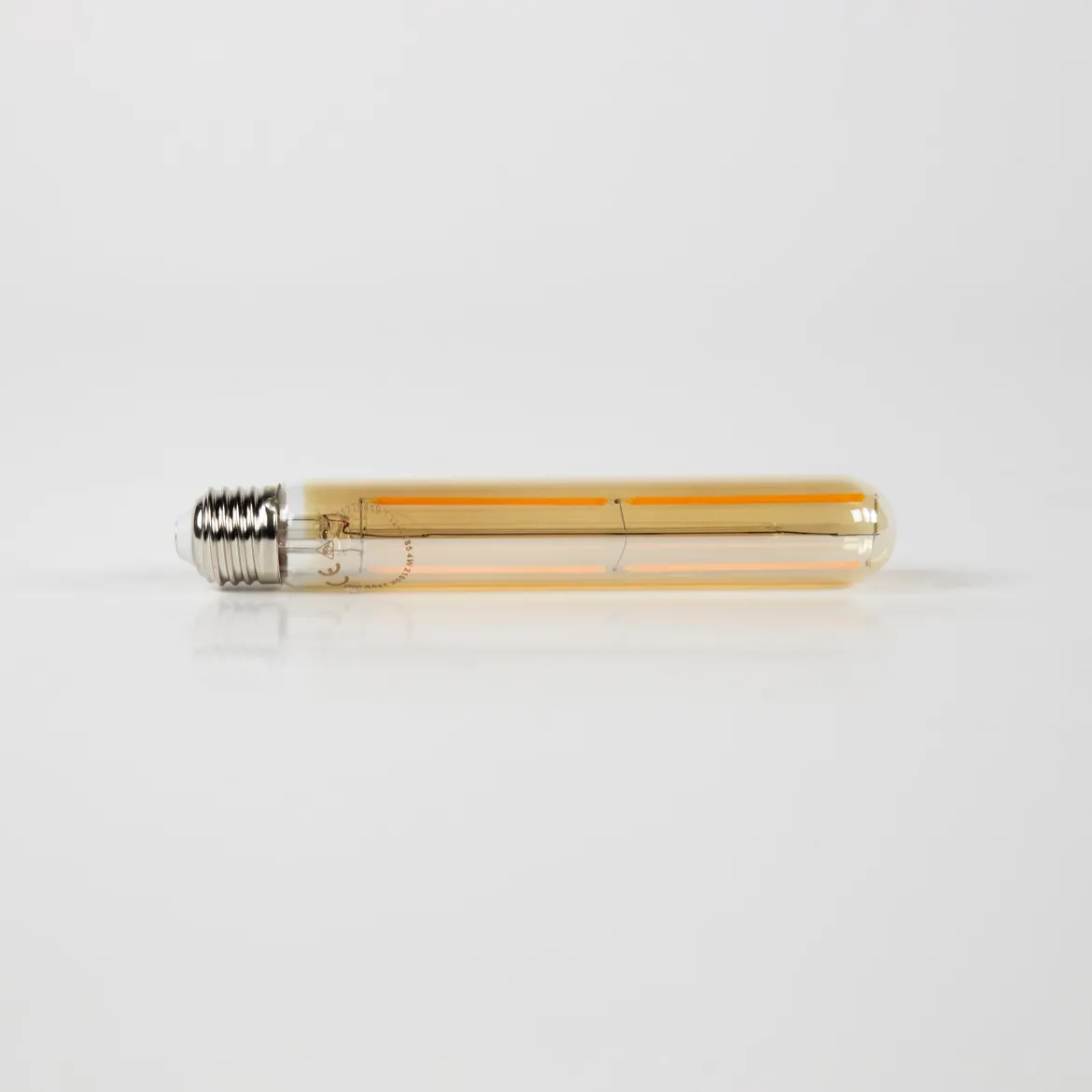 LED-Glühlampe Tavio – T32-E27 in Röhrenform mit amberfarbenem Glas