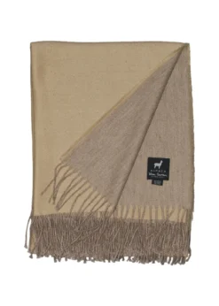 Leichte Alpaka Tagesdecke Elora - Reine Alpakawolle in Sand - 175x135 cm