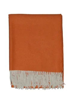 Leichte Alpaka Tagesdecke Noria - Reine Alpakawolle in Orange - 175x135 cm