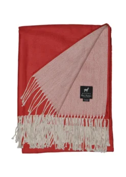 Leichte Alpaka Tagesdecke Runa - Reine Alpakawolle in Rot - 175x135 cm