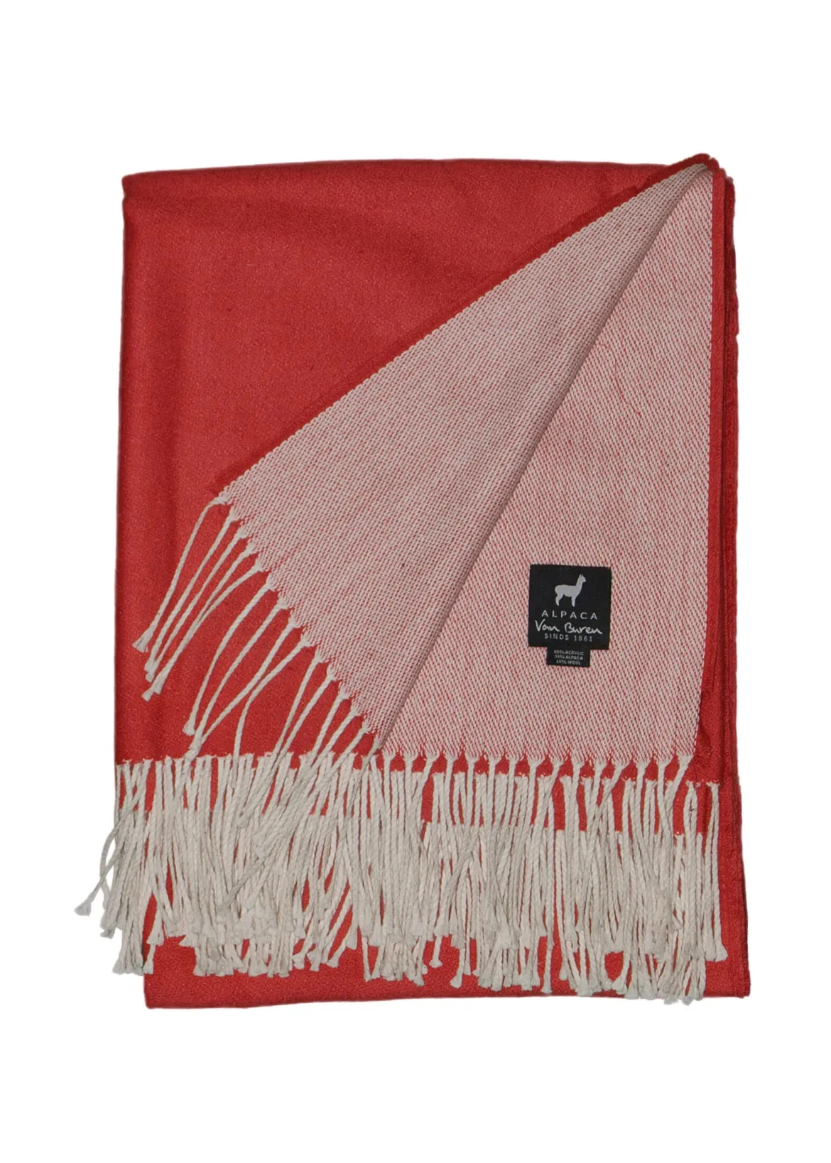 Leichte Alpaka Tagesdecke Runa - Reine Alpakawolle in Rot - 175x135 cm