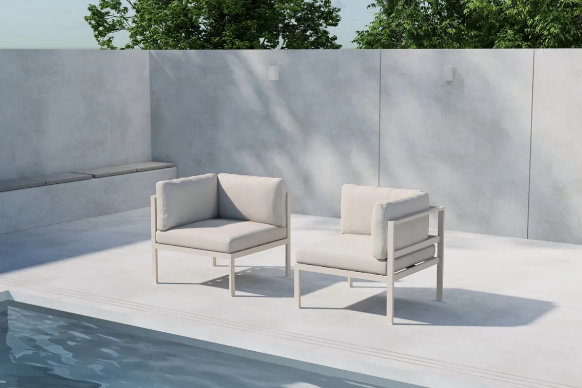 Loungesessel Tim – wetterfest aus Aluminium & Olefin in Beige