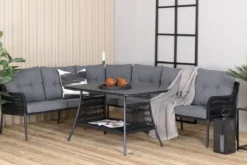 Lounge Set Madrid – in Schwarz aus Polyester-Seil und Metall
