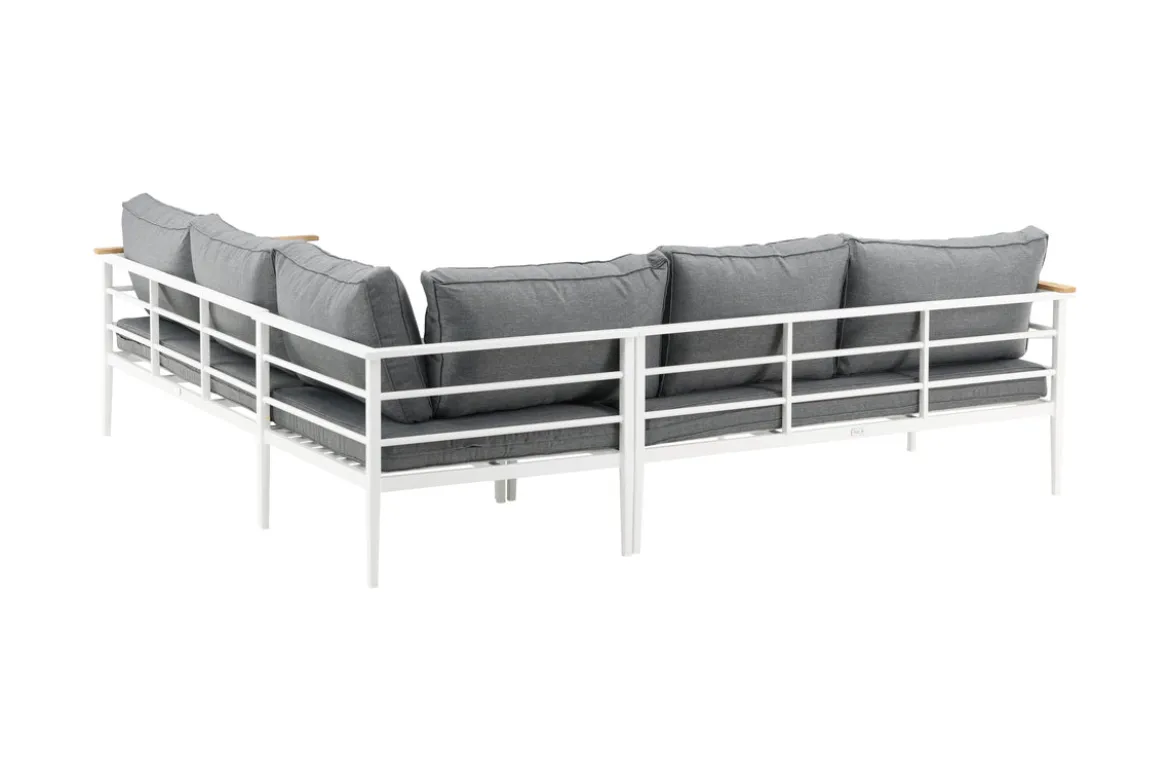 Lounge Set Puerto – aus Metall mit Teakholz-Details, inkl. Kissen