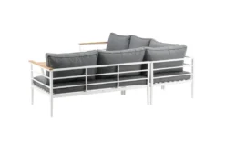 Lounge Set Puerto – aus Metall mit Teakholz-Details, inkl. Kissen