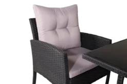 Loungeset Ruby - aus schwarzem Rattan mit grauen Kissen