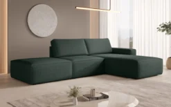 Modulares Ecksofa Yuma mit Beistellhocker aus Bouclé