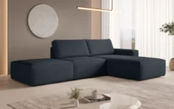 Modulares Ecksofa Yuma mit Beistellhocker aus Bouclé