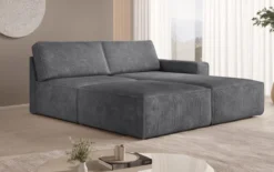 Modulares Ecksofa Yuma mit Beistellhocker aus Cord