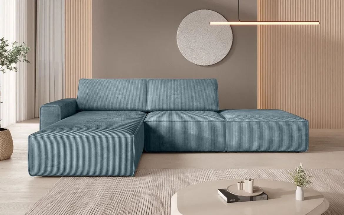 Modulares Ecksofa Yuma mit Beistellhocker aus Cord
