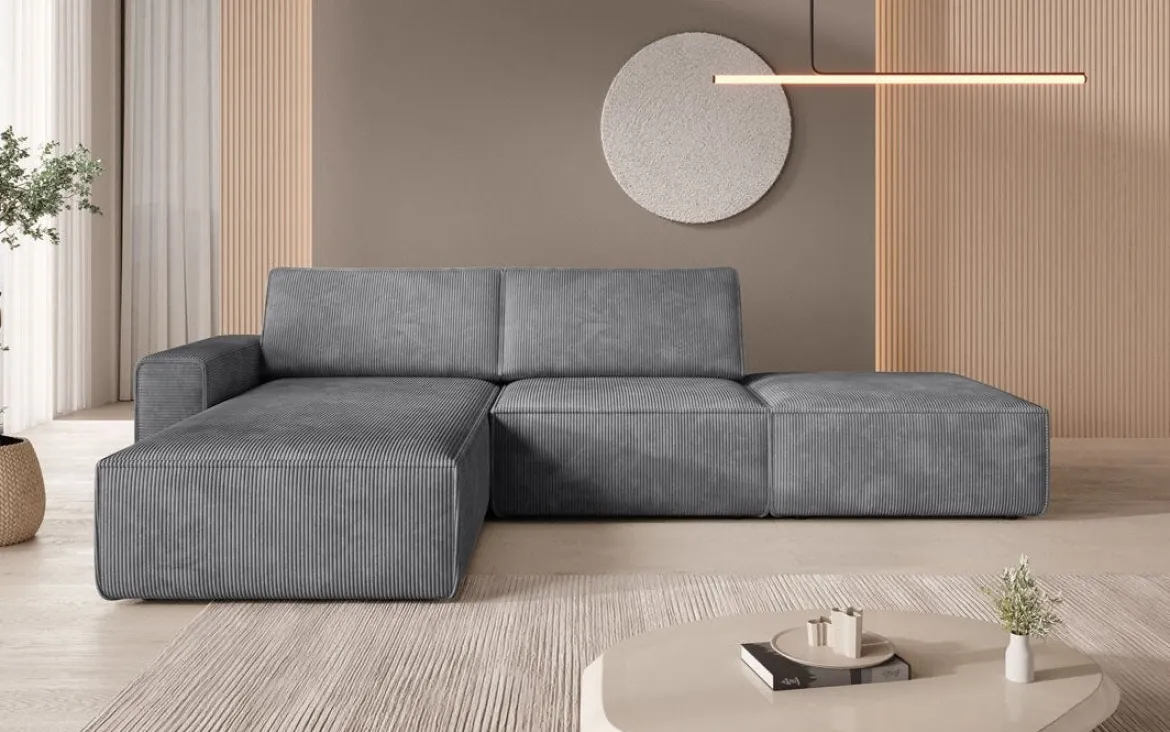Modulares Ecksofa Yuma mit Beistellhocker aus Cord