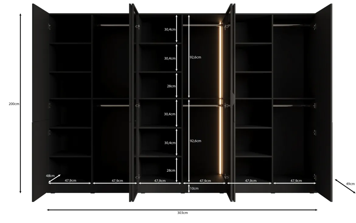 Moduro Arven – Dreimoduliger Design-Kleiderschrank mit Holz- und Glasfront