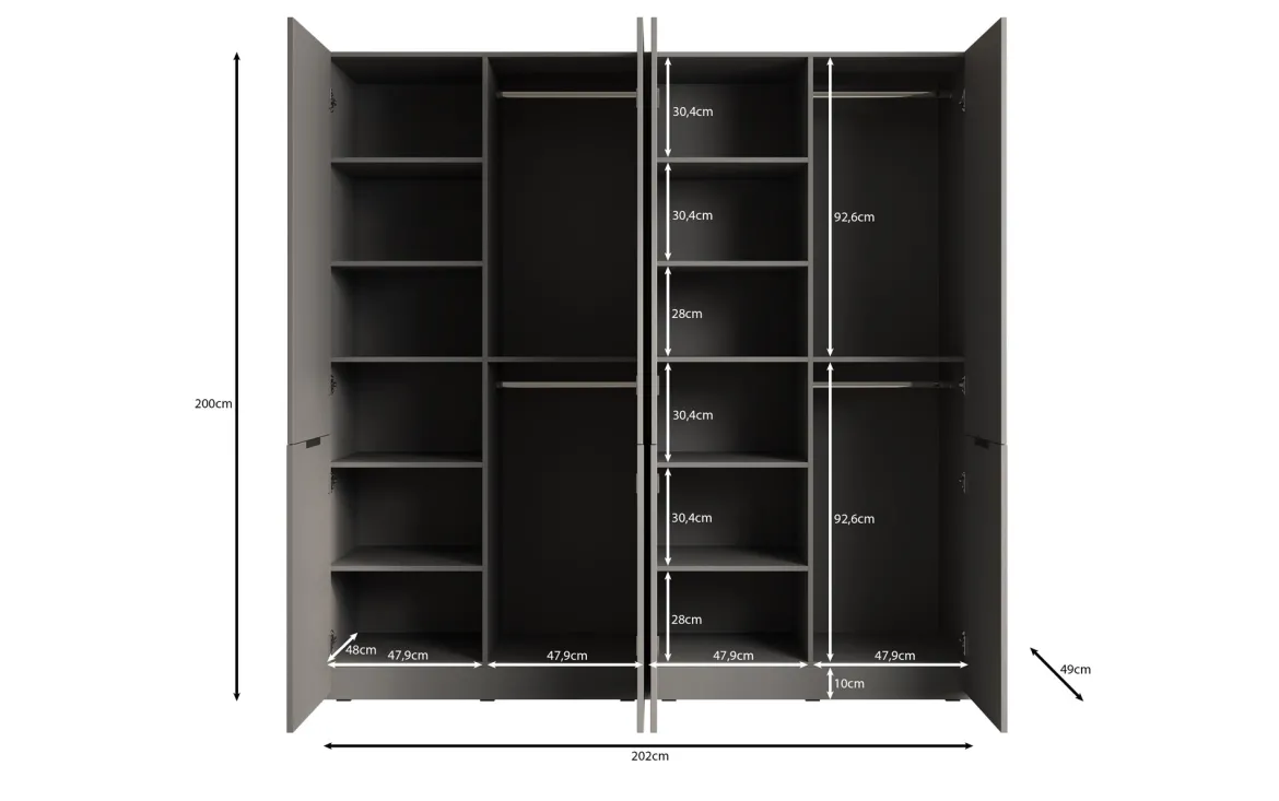 Moduro Elen – Zweimoduliger Kleiderschrank mit strukturierter Front