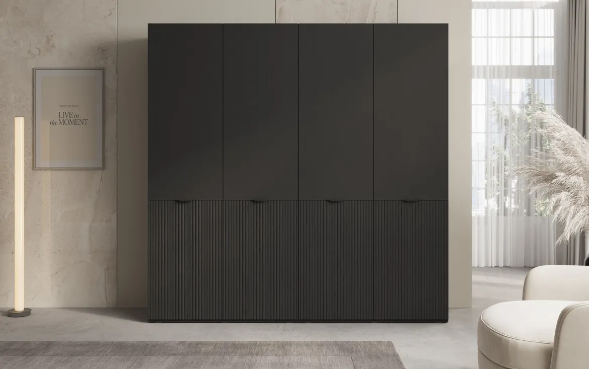 Moduro Elen – Zweimoduliger Kleiderschrank mit strukturierter Front