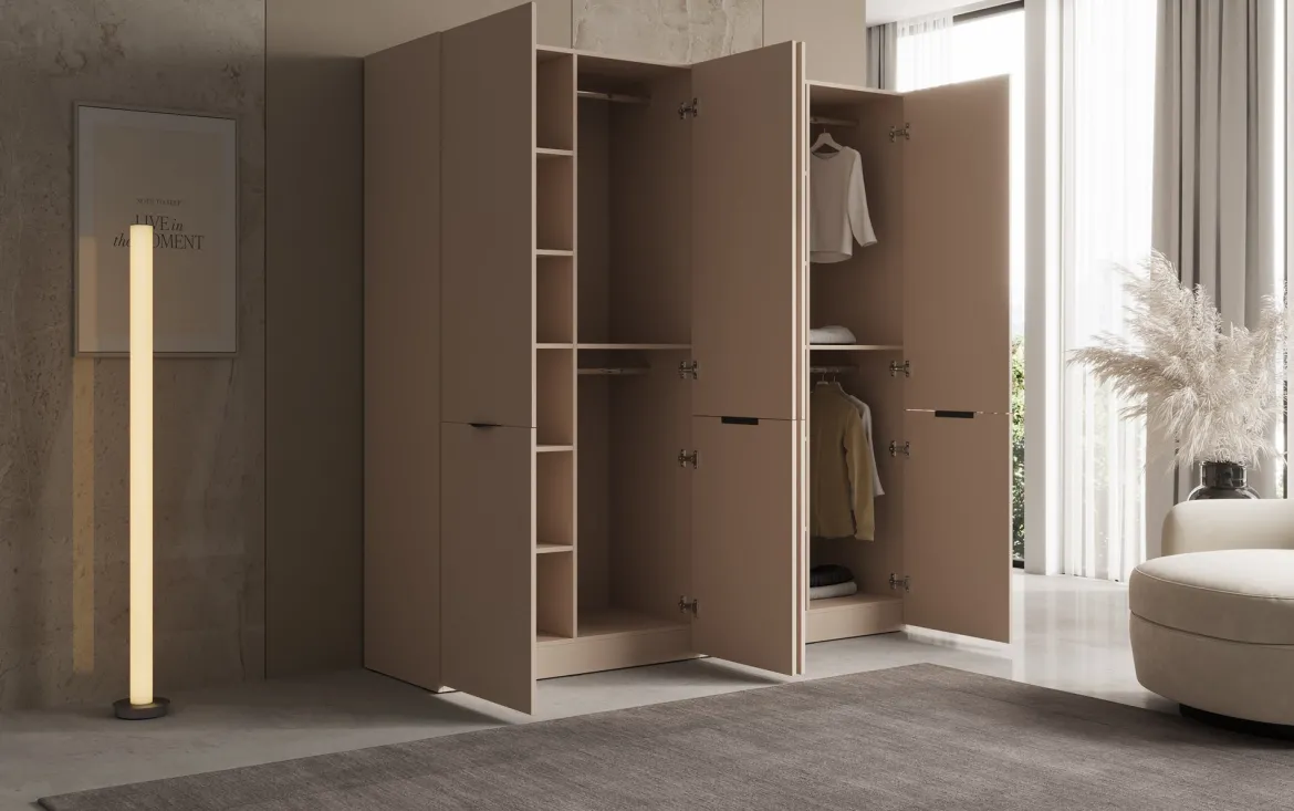 Moduro Elen – Zweimoduliger Kleiderschrank mit strukturierter Front