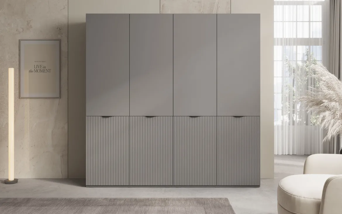 Moduro Elen – Zweimoduliger Kleiderschrank mit strukturierter Front