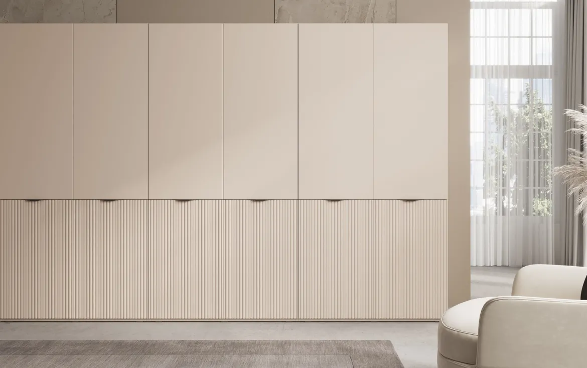 Moduro Faro – Dreimoduliger Design-Kleiderschrank mit strukturierter MDF-Front