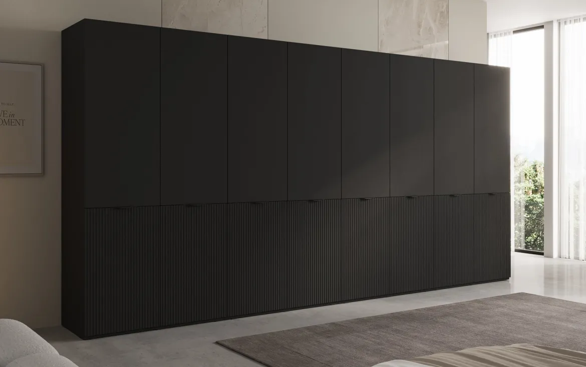 Moduro Faro XL – Viermoduliger Design-Kleiderschrank mit strukturierter MDF-Front