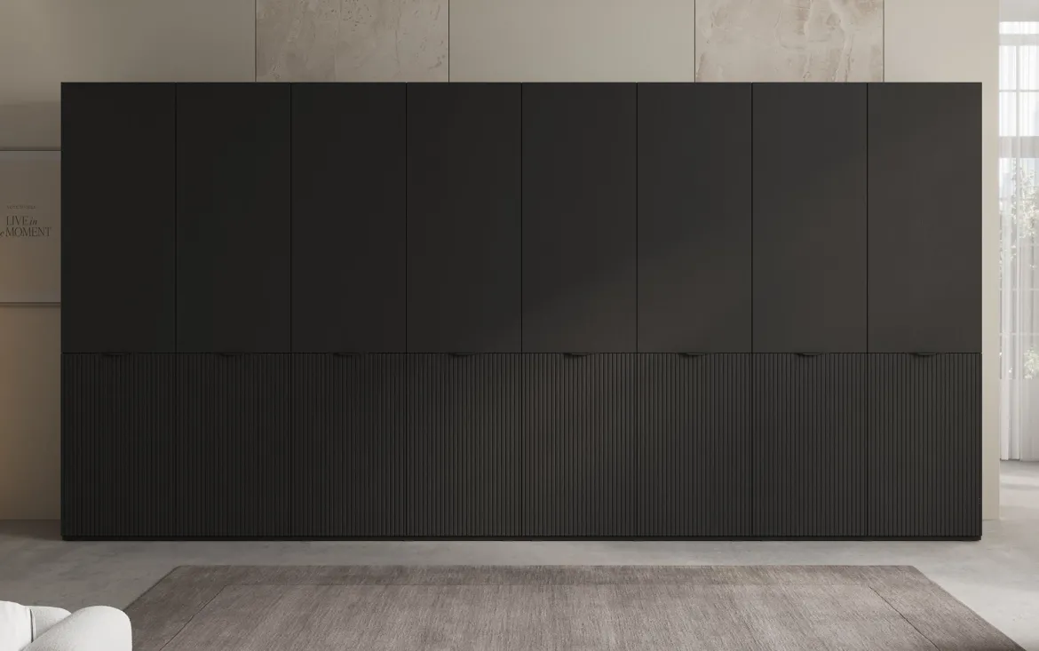 Moduro Faro XL – Viermoduliger Design-Kleiderschrank mit strukturierter MDF-Front
