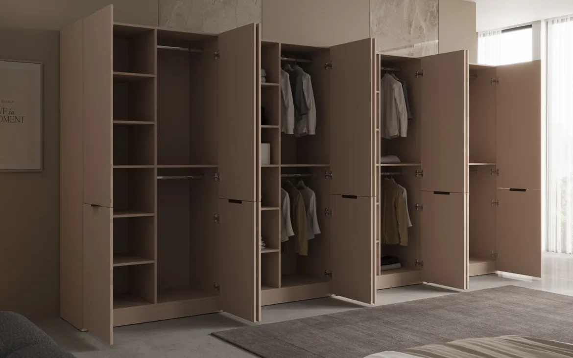 Moduro Faro XL – Viermoduliger Design-Kleiderschrank mit strukturierter MDF-Front