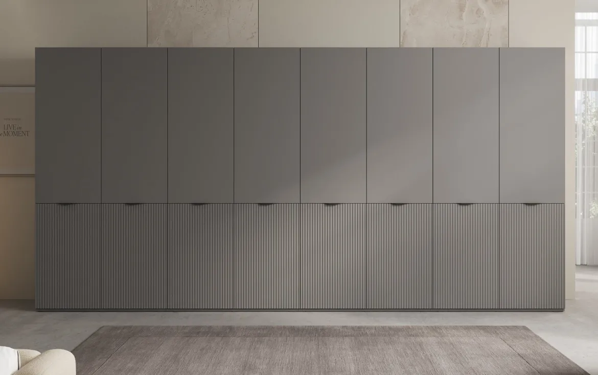 Moduro Faro XL – Viermoduliger Design-Kleiderschrank mit strukturierter MDF-Front