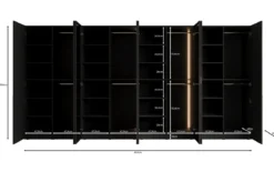 Moduro Kalen – Viermoduliger Design-Kleiderschrank mit Holz- und Strukturglasfron