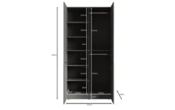 Moduro Naro – Design-Kleiderschrank mit dunklem Korpus und Holzdekor-Front