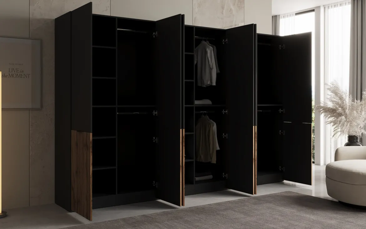 Moduro Naro Trio – Dreimoduliger Design-Kleiderschrank in Eiche Wotan